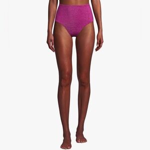 Lands' End Women's Chlorine Resistant Shine High Waisted Bikini‎ Bottoms Size 16